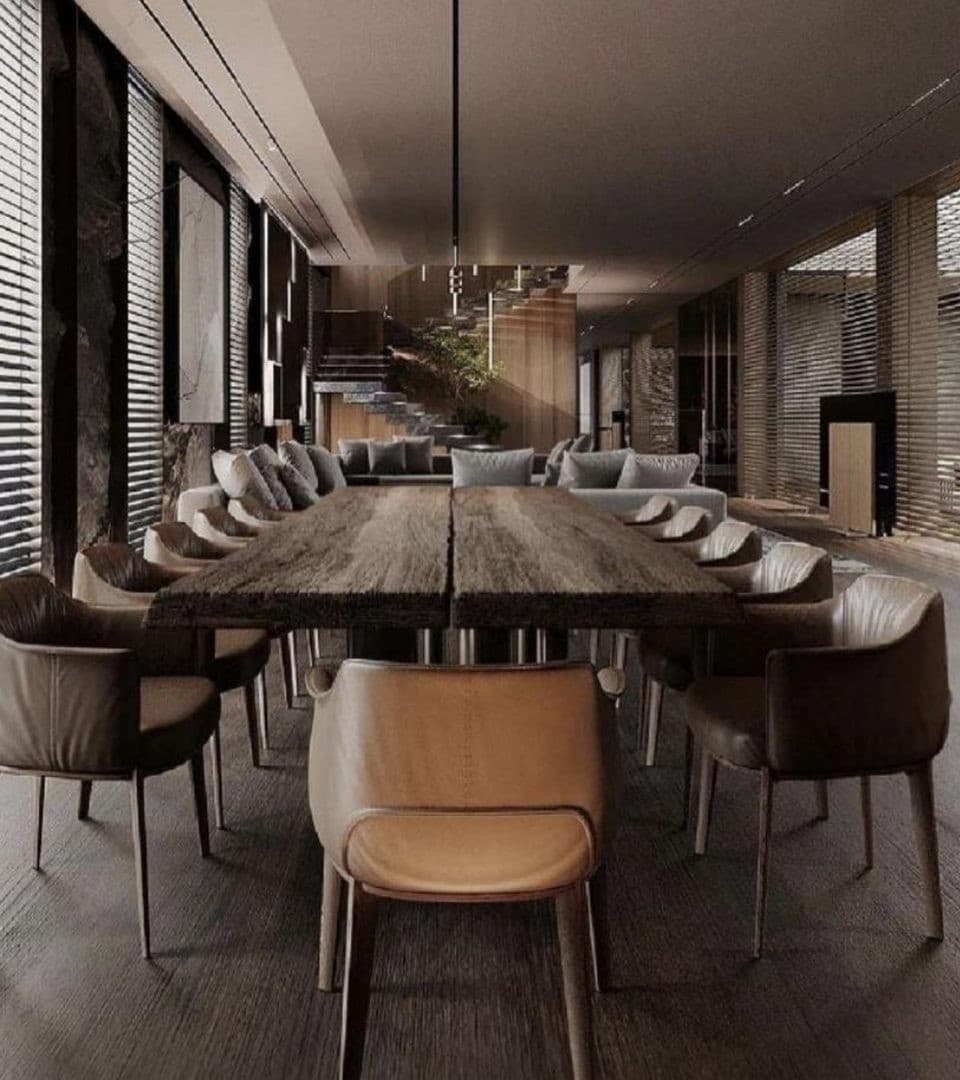Warm tone restaurant with custom rattan furniture
